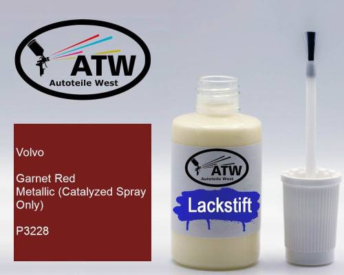 Volvo, Garnet Red Metallic (Catalyzed Spray Only), P3228: 20ml Lackstift, von ATW Autoteile West.